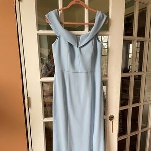 Size 12 Vince Camuto powder blue full-length off the shoulder gown